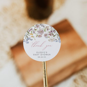 Flor silvestre Baby Shower Ronda Pegatina Floral R