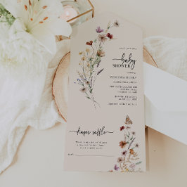 Flor silvestre Baby Shower Todo En Una Invitación