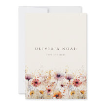 Flor silvestre Boho simple Guardar La Tarjeta De B