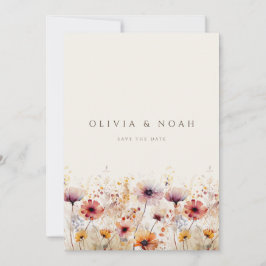Flor silvestre Boho simple Guardar La Tarjeta De B