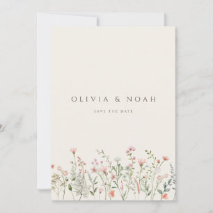 Flor silvestre Boho simple Guardar La Tarjeta De B