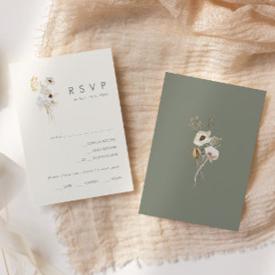 Flor silvestre caprichosa   Tarjeta RSVP de selecc