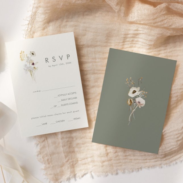 Flor silvestre caprichosa | Tarjeta RSVP de selecc (Subido por el creador)