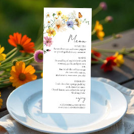 Flor silvestre colorida | Tarjeta de menú Boho Bod