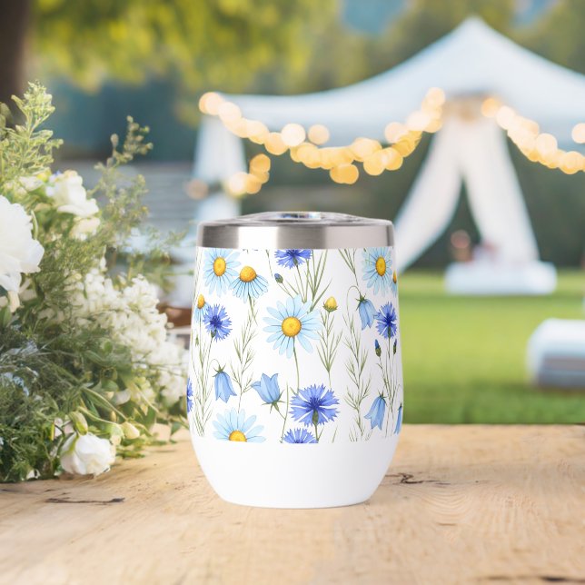 Flor silvestre de acuarela azul (Boda (girada))