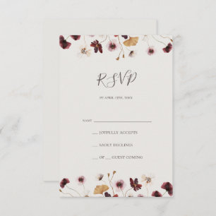 Flor silvestre de cobre de Borgoña Tarjeta RSVP