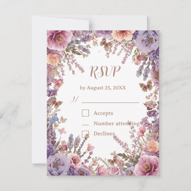 Flor Silvestre de Lavanda Rosa Prensa RSVP con Cód (Anverso)