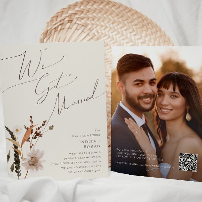 Flor silvestre de otoño | Invitación Beige Elopeme (Subido por el creador)