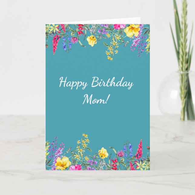 Flor silvestre feliz cumpleaños, tarjeta de mamá (Anverso)