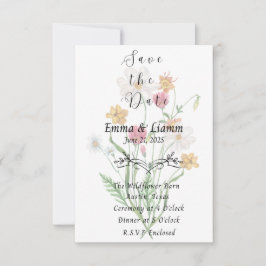 Flor silvestre Guardar la tarjeta de fecha