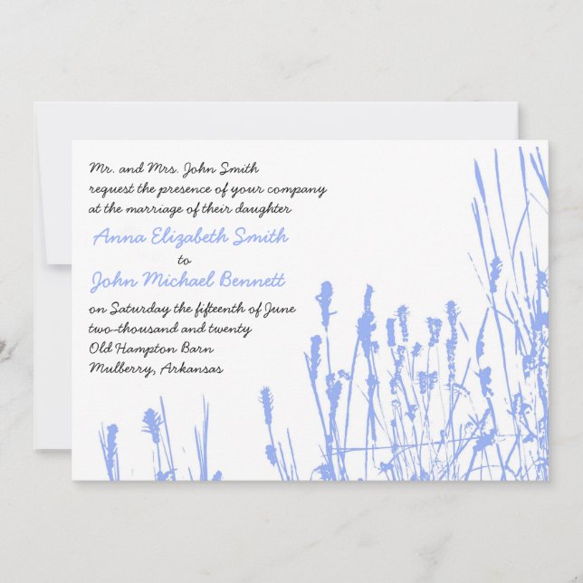 Flor silvestre - Invitación a la boda de Periwinkl (Anverso)