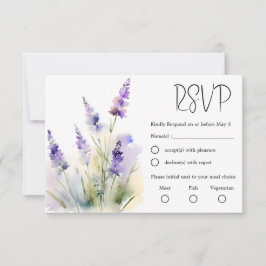 Flor silvestre Lavanda Watercolor Boda Tarjeta RSV