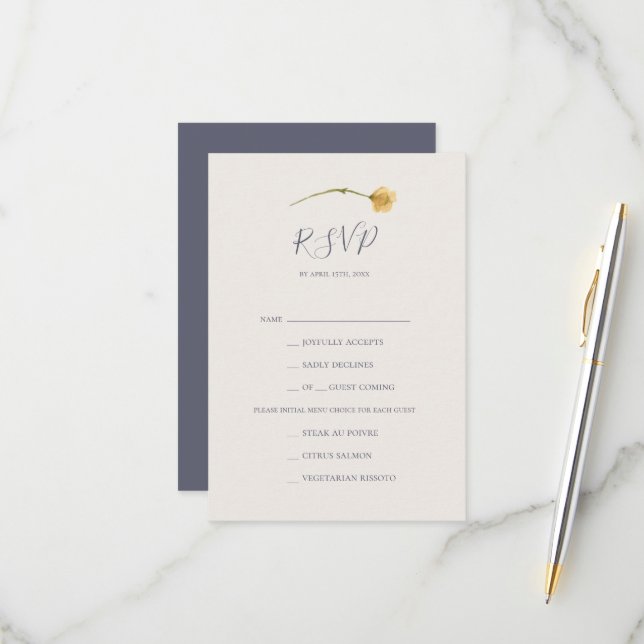 Flor silvestre primavera | Tarjeta RSVP de selecci (Anverso/Reverso In Situ)