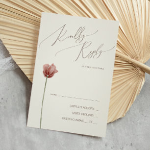 Flor silvestre simple Tarjeta RSVP Beige