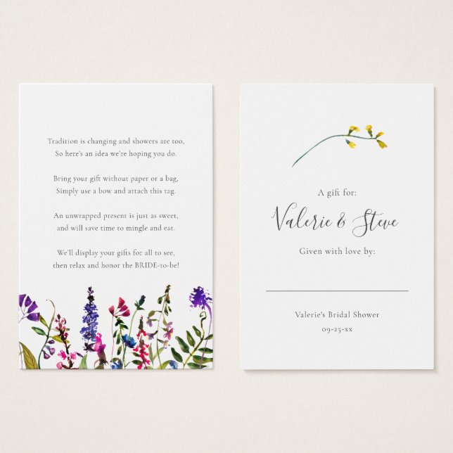 Flor silvestre sin envolver etiqueta de regalo par (Anverso y reverso)