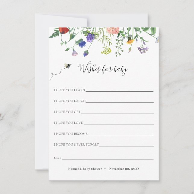 Flor silvestre y bizcocho para la tarjeta del bebé (Anverso)