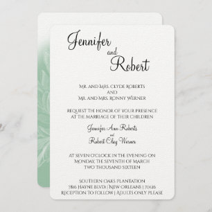 Flor simple moderna en la invitación a la boda de 