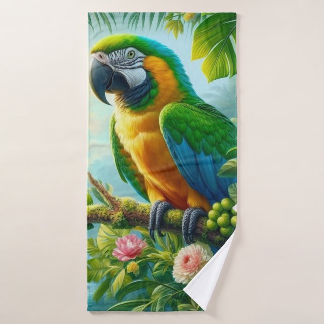 Flor tropical de macao verde (Toalla de baño)