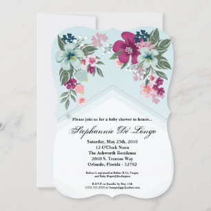 Flor tropical en azul con invitación Baby Shower l