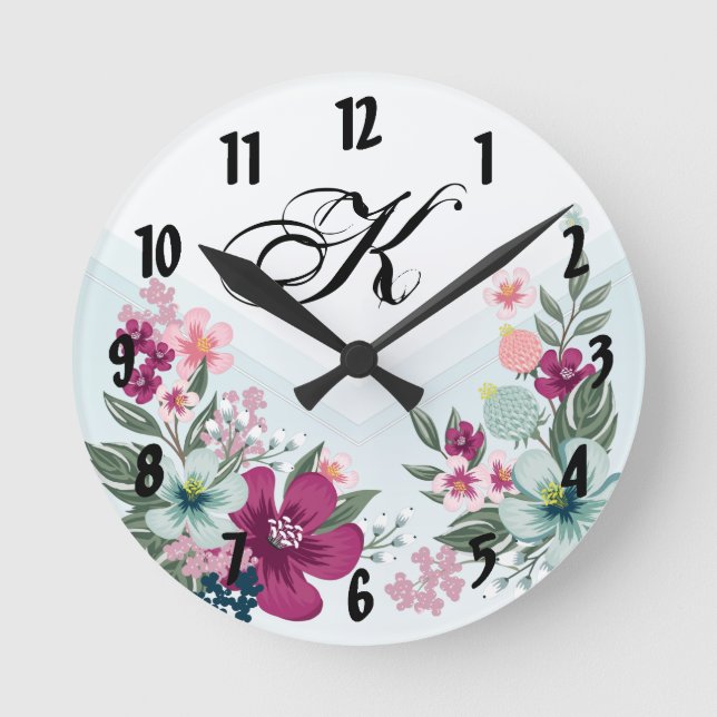 Flor tropical personalizada de reloj de pared en O (Anverso)