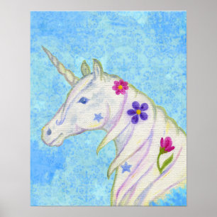 Flor Unicornio en la huella de arte azul