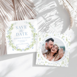 Flor verde azul Guardar la invitación de la foto d