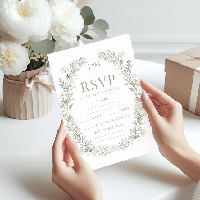 Flor verde flores corona boda rústica tarjetas RSV (Subido por el creador)