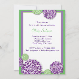 Flor verde y morada Invitación a la ducha de novia