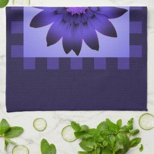 Flor violeta de margarita #2 toalla de cocina