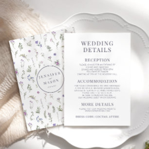 Flor violeta púrpura florece boda tarjetas de deta