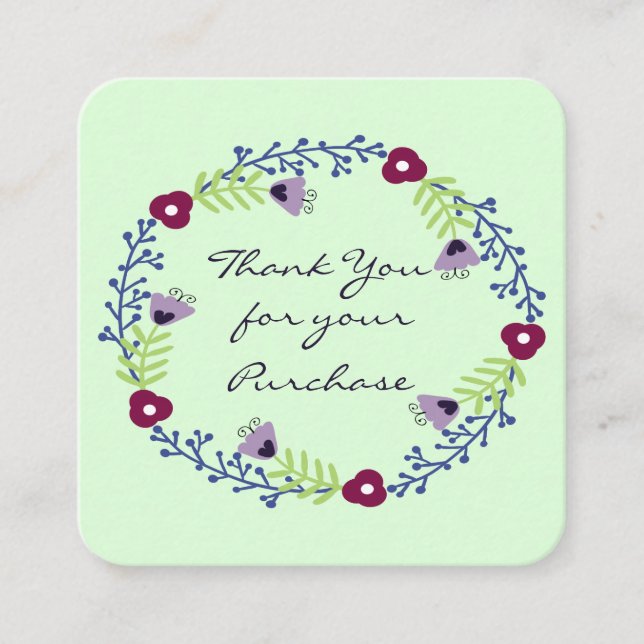 Flor Wreath Gracias Comprar Tarjetas (Anverso)