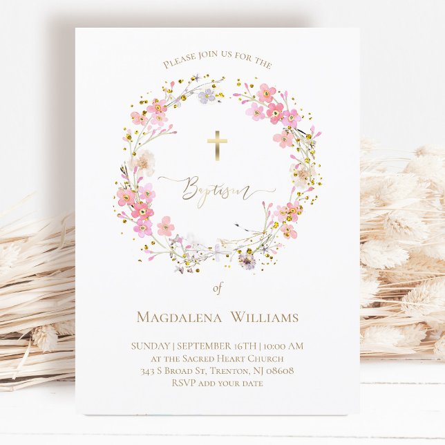 flor wreath | Invitación al bautismo (Subido por el creador)