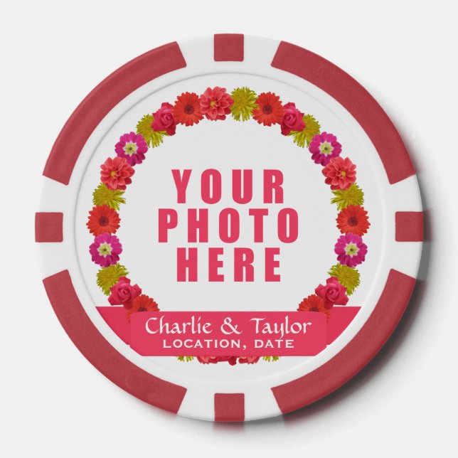 Flor Wreath personalizado foto y fichas de póquer  (Anverso)