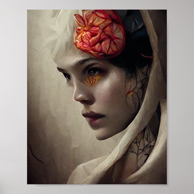 Flor y Hueso 4 Surreal Gótico Fantasía Arte (Frente)