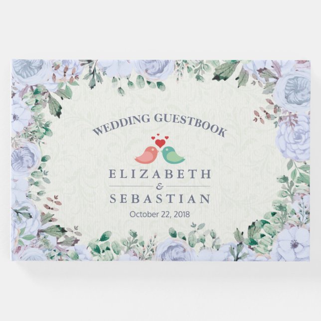 Flora acuarela azul claro del libro de visitas del (Anverso)