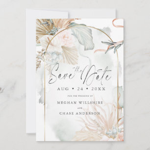 Flora acuarela de color coral de marco dorado