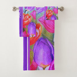 Flora acuarela de tulipán rosa vintage