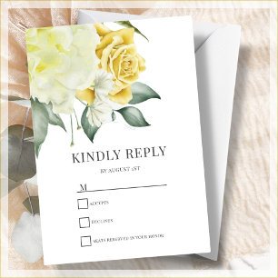 Flora amarilla Tarjeta RSVP de boda