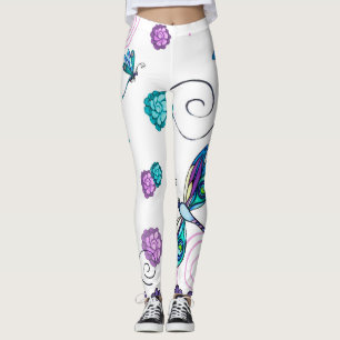 Flora de dragón y leggings florales rápidas