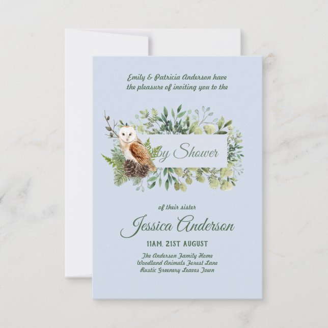 Flora de Woodland y Fauna BABY SHOWER invitan (Anverso)