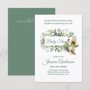 Flora de Woodland y Fauna BABY SHOWER invitan