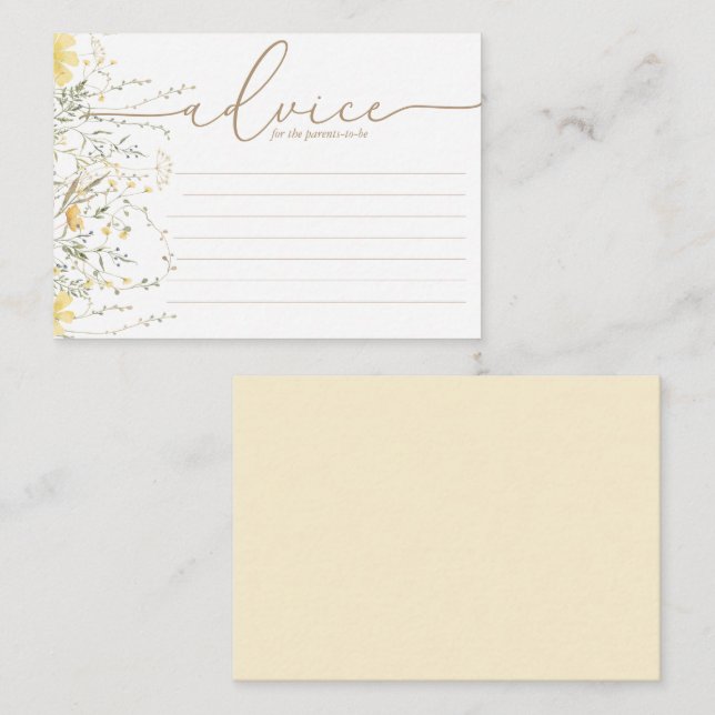 Flora dorada | Tarjeta de consejo Baby Shower para (Anverso / Reverso)