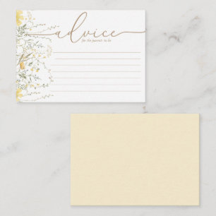 Flora dorada   Tarjeta de consejo Baby Shower para