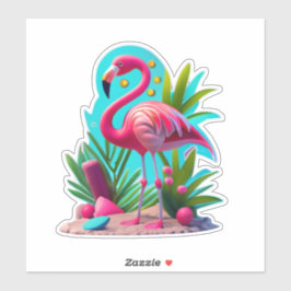 Flora Flamingo Classic Round Pegatina