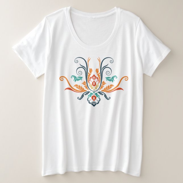 Flora Geométrica De Damasco Clásica Con Ramas (Anverso del diseño)