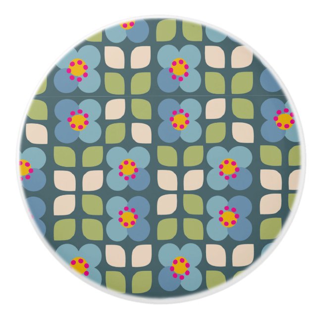 FLORA RUBOR - Pomo de cerámica floral (Anverso)