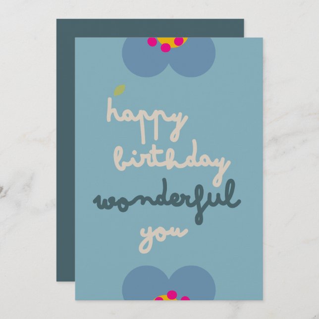 FLORA RUBOR - Tarjeta de invitación floral de cump (Anverso / Reverso)