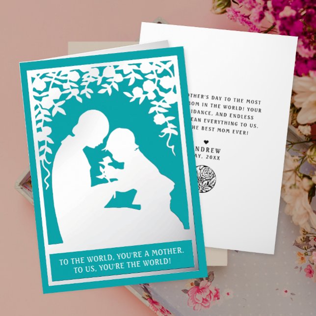 Flora Turquesa Vintage De Madre E Hijo (Subido por el creador)