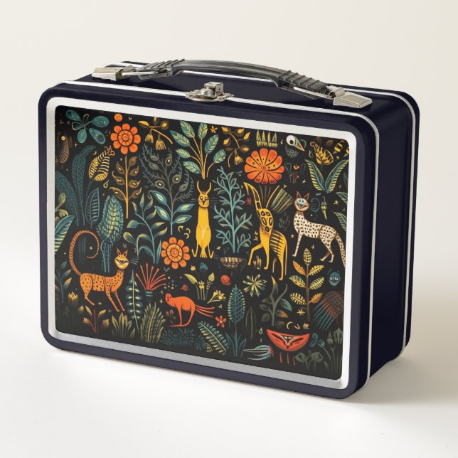 Flora y fauna fantásticas sobre un fondo oscuro (Anverso)