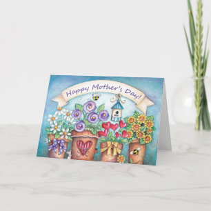 Floraciones del día de madre - tarjeta de